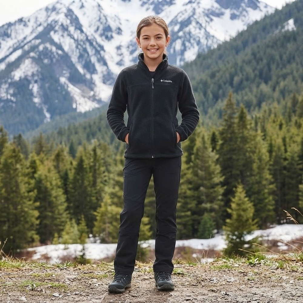 Columbia Youth Kids Size M (10-12) Fleece-Lined Jacket Black Full Zip
